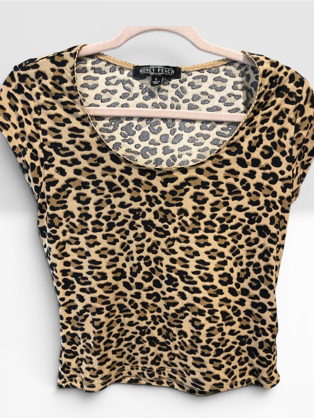 Leopard Print Short Sleeve Top in Tan and Black